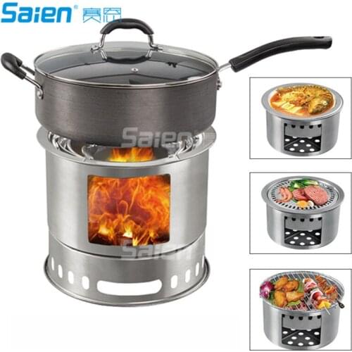 Camping Stove/Backpacking Stove Potable Stainless Steel Wood Burning Stove Picnic BBQ Camping