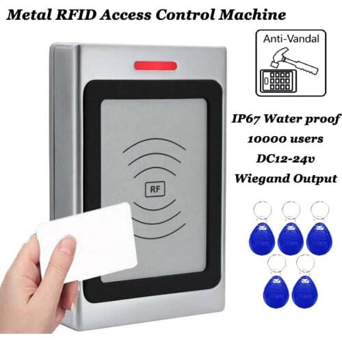 Waterproof Access Control Machine IP67 Wiegand Output 125Khz 13.56Mhz RFID Lock 10000 Users Keychain Tags Building Automation