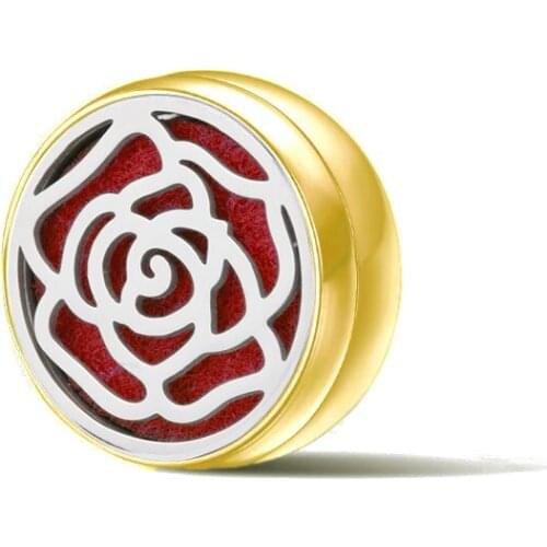 Gold Color Tie Cufflinks Charms Aromatherap Essential Oil Diffuse Clip Buckle Brooch Stainless Steel For Face Mirror Jewelry15mm