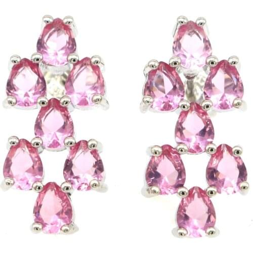 28x25mm SheCrown Luxury 8.2g Created Golden Citrine Present Female Fine Jewelry Silver Stud Earrings