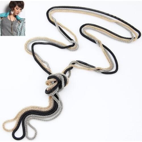 12-colour Sweater Chain Fashion Autumn And Winter High-grade Three-piece Set Round Snake Clavicle Chain Necklace Ladies