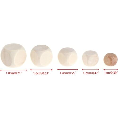 10pcs 6 Sided Blank Wood Dice Party Family DIY Games Printing Engraving Kid Toys