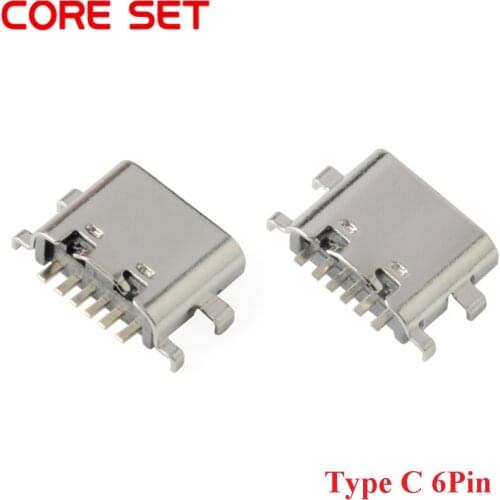 10Pcs Micro USB Connector Type C 3.1 6 Pin SMT Socket Connector Female Placement SMD DIP For PCB design DIY high current chargin