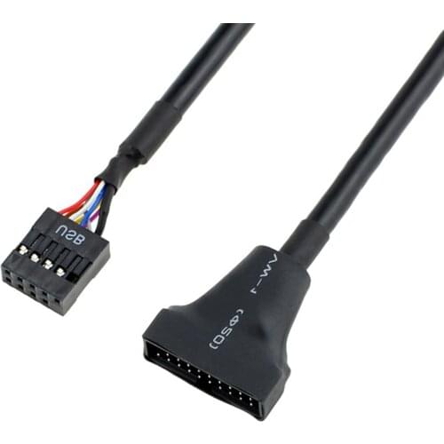 480mbps Data Speed 20/19 Pin USB 3.0 Male to 9 Pin USB 2.0 Female Computer Motherboard Cable Wire For CD-ROM Floppy Drive Panel