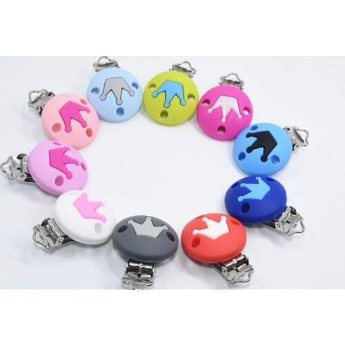 5 PCS Pacifier Chain Clip Round Crown Silicone Beads Clips Nipple Soother Holder Baby Feeding Cord Attache Sucette Food Grade