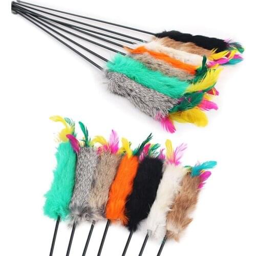 55cm Fun Pets Stick Toys Cats Toys Feather Wand Rod For Cat Catcher Teaser Toy For Pet Kitten Jumping Trainning New