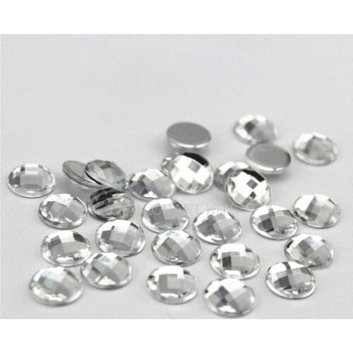 700pcs Acrylic Rhinestone Flatback, Faceted ,Crafts Outlet Loose Flatback Acrylic Round Rhinestones, 14mm, Crystal Clear