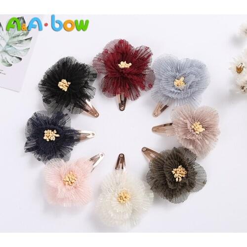 8pcs/lot Lace Flower Hair Clip for Baby Girl Headband for Newborn Hairpins 8cm Children Barrettes Baby Hair Accessories