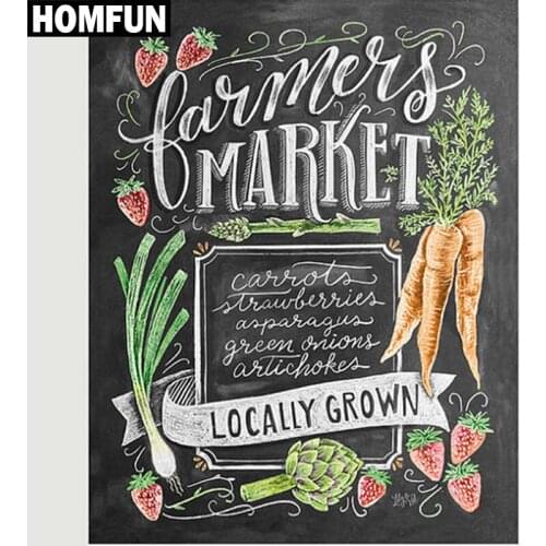 HOMFUN Full Square/Round Drill 5D DIY Diamond Painting "Vegetable text" Embroidery Cross Stitch 5D Home Decor Gift A06299