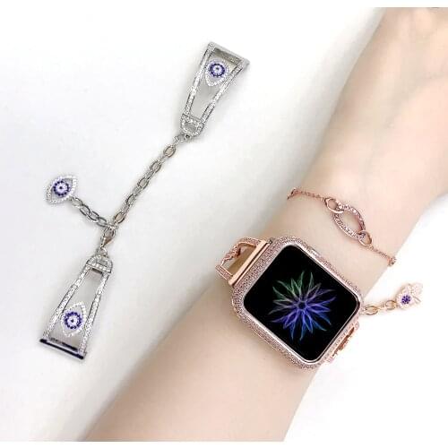 Luxury Bling Diamond Women Bracelet for Apple Watch Band Series 6 SE 5 4 3 Metal Strap for iWatch 40mm 44mm 38mm 42mm Chain Belt