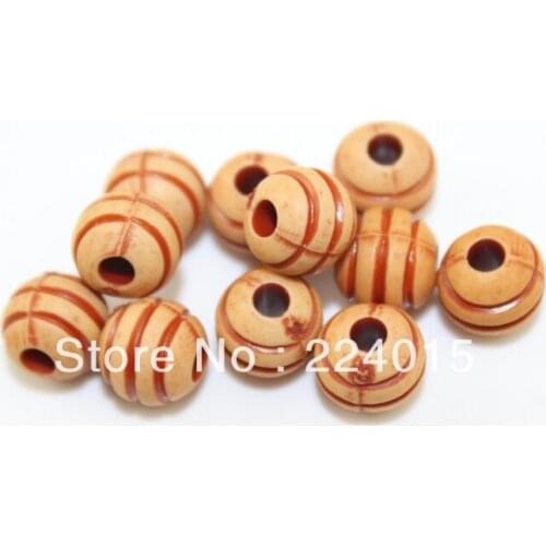 300pcs/7mm Handmade DIY Acrylic Imitation Natural Wood Stripe Beads For Beading Design,JB104