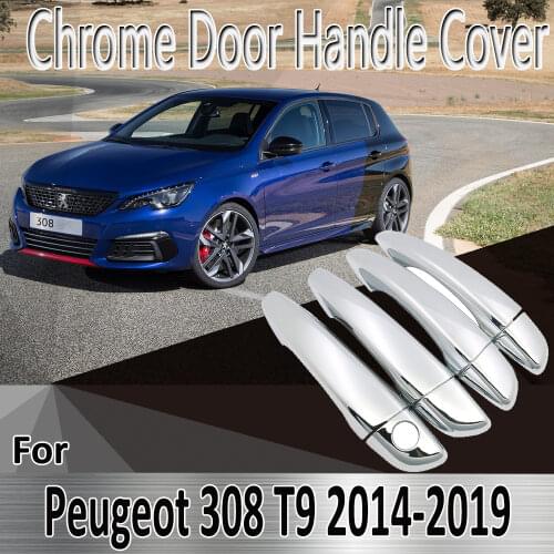 For Peugeot 308 T9 SW GT 2014~2019 2015 2016 Styling Stickers Decoration Chrome Door Handle Cover paint Refit Car Accessories