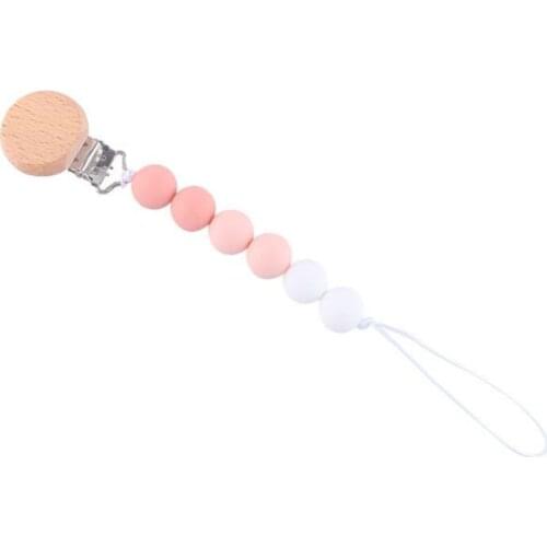 Baby Pacifier Clip Colorful Silicone Beads Infant Teether DIY Dummy Holder Chain 24BE