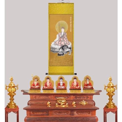 Dizang Bodhisattva portrait high definition Buddha hanging scroll painting of Buddhism