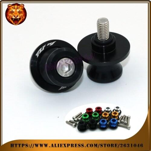 For YAMAHA YZF-R1 YZFR1 NEW RED BLUE GOLD SILVER Black Motorcycle CNC Aluminum Swingarm Spools slider 0.236inch stand Screws