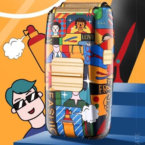 Kemei KM-1102H Graffiti Electric Foil Shaver for Men Bald Head Finishing Hair Cutter Beard Trimmer Barber Face Care Tools