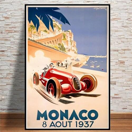 High Definition Grand Prix Super Racing Car Retro 2006 Monaco 64th Motor Poster Wall Art Canvas For Room Home Decor