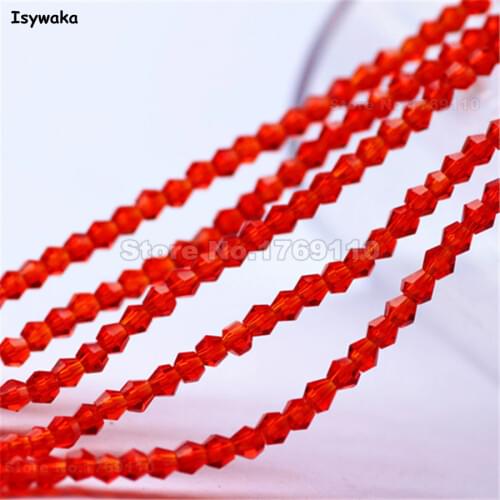 Isywaka Sale Red Color 1980pcs 2mm Bicone Austria Crystal Beads Glass Beads Loose Spacer Bead for DIY Jewelry Making