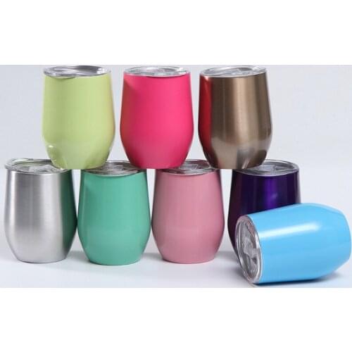 12oz Stainless Steel Coffee Mug Beer Milk Beverage Wine Drinkware Egg Shape Cup