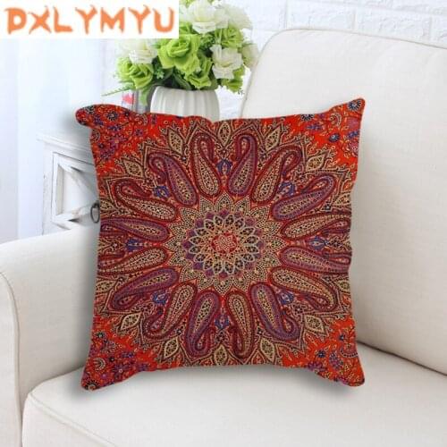 Linen Fabric Pillow Decorative Cushion Sofa Office Bed Pillowcase Bohemian style Throw Pillow Flower Seat Cushion Home Decor