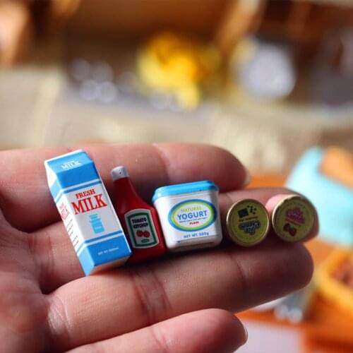 Dollhouse Miniature,1:12 Scale Tomato Sauce,Milk,Yogurt,Ice Cream Mini Simulation Models,Dollhouse Kitchen Accessory