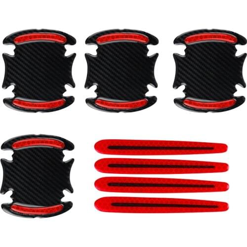 8Pcs Car Door Cup Handle Paint Scratch Protector Sticker 3D Carbon Fiber Universal Auto Door Handle Scratch Protection Cover