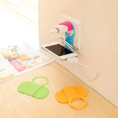 Mobile Phone Wall Plug Socket for Charger Foldable Universal Charger Cable Storage Charging Rack Hang Holder Phone Holder