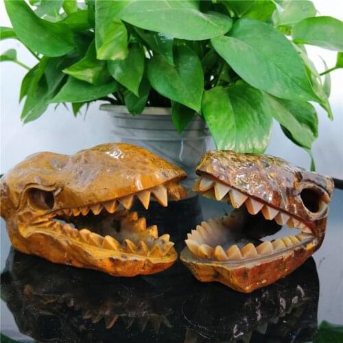 Natural Alxa Raw Agate Stone Hand Carved Crocodile Head Skull,Rough Stone Carving Dinosaur Head Terrorism Decorative Art Gift