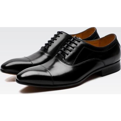 New summer fashion Oxfords handmade mens dress shoes genuine leather pointed toe formal dress shoes lace up business shoes