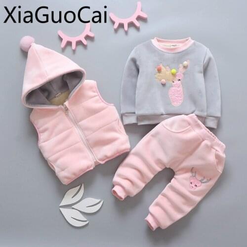Toddler Girl Clothes 2018 Winter Sweatshirts New Korean Girls Cute Suits Kids Three-piece Childrens Suit Girls Boutique Outfits