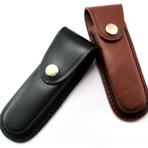 Hunting Style Folding Pocket Knife Sheath Swiss Army Knives Leather Scabbard Holster Tools Portable Fixed Blade Bag Pouch