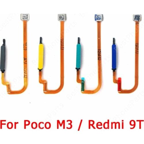 Original Fingerprint sensor for Xiaomi Redmi 9T Mi Poco M3 home button ribbon flex cable replacement Spare Parts