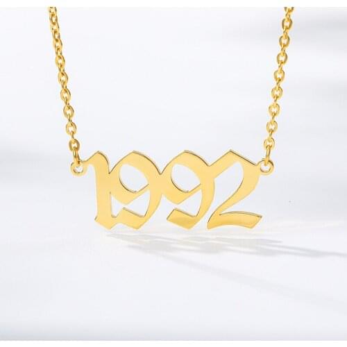 Birth Year Necklaces For Women Gold Chain Anniversary Necklace Jewelry 1992 1993 1994 1995 1996 1997 Birthday Wedding Date Gift