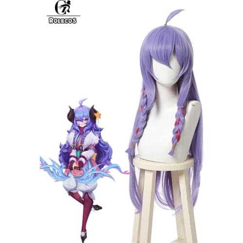 ROLECOS Kindred Cosplay Wig Game LOL Spirit Blossom Kindred Cosplay Wig 80cm Blue Purple Headwear Women Wig Synthetic Long Hair