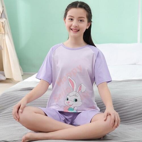 Teenages Pajamas Summer Cotton Pyjamas Kids Boys Clothes Sets Cartoon Children Sleepwear Pajamas for Girls 8 10 12 14 16 Years