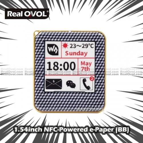 RealQvol 1.54inch NFC-Powered e-Paper, No Battery, Wireless Powering & Data Transfer