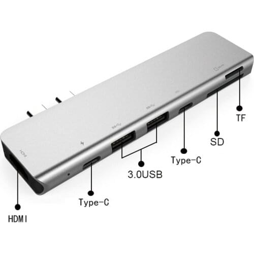 Sd Tf Usb-c Multi Adapter Adapter Type-c Usb 3.0 7 In 1 Hub Usb Type C Hub To 4k Ultra-thin Splitter Portable High HDMI-compatib