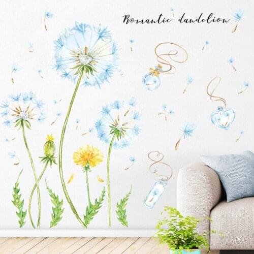 Dandelion Plant Flower Background Living Room Bedroom Hallway Wall Decoration Stickers Self-Adhesive Wall Paper