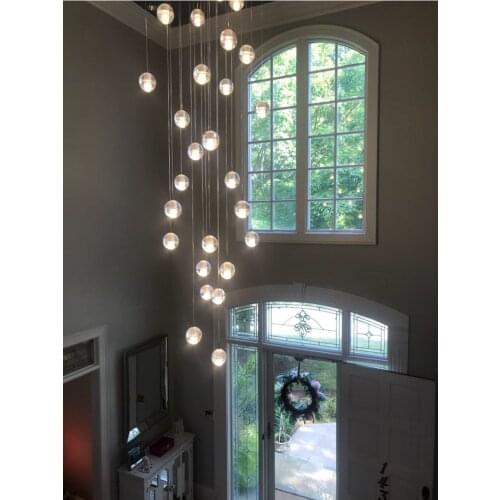 Modern Crystal Ball Chandelier Staircase Chandelier 26 Light for Villa Foyer