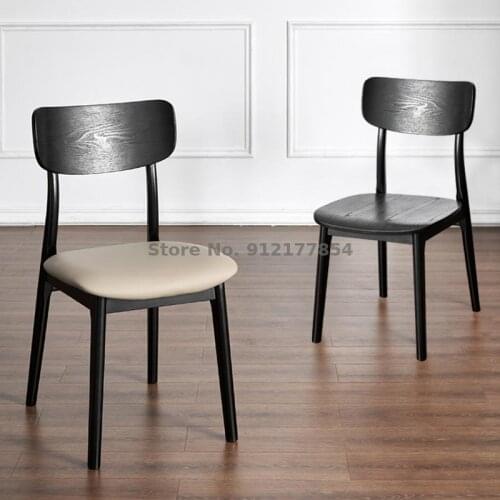 Modern And Simple All Solid Wood Dining Chair Nordic Home Back Chair Restaurant Hotel Creative Net Red Leather Art Complete Stoo