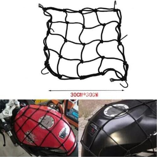 30*30cm Heavy-Duty Elastic Motorcycle Luggage Net Helmet Holder Tank Mesh ATV Bike Cargo Bungee ---6 Adjustable Hooks