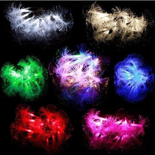 10led Battery Powered Morning Glory Fiber Optic LED String Fairy Light Night Lamp Christmas WEDDING Garland Decoration Festoon