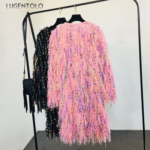Long Sweater Women Knitted Cardigans Tassel 2020 Autumn Winter New Long Sleeve Casual Fashion Womens Sweaters Lugentolo