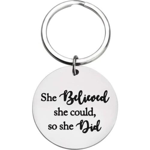 Inspirational Gifts Keyholder Key Chain She Believed She Could So She Did Key Ring School Gifts for Son Daughter Girls Boys