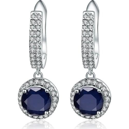 Gems Ballet 3.68Ct Natural Blue Sapphire Gemstone Drop Earrings 925 Sterling Silver for Women Wedding Engagement Earrings