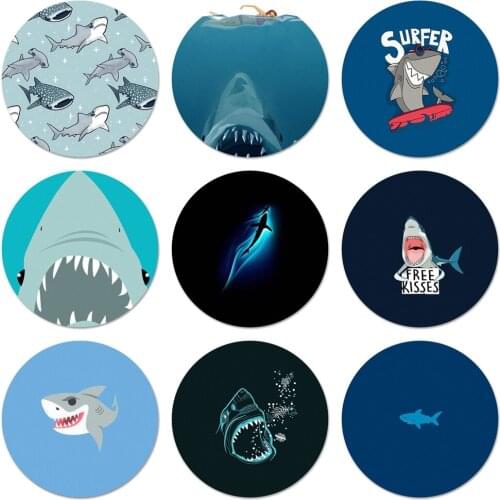 Animal Hockey Shark Icons Pins Badge Decoration Brooches Metal Badges For Backpack Decoration 58mm