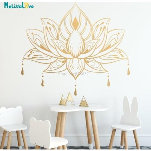 Golden Mandala Lotus Decal Big Size Flower Headboard Decal Home Decors Yoga Hindu Art Wallpaper Poster BA897