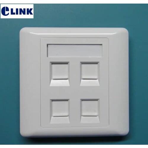 10pcs 86 Type fiber optic face plate with shutter Single/dual/three/Quad port wall socket network faceplate outlet plug ELINK