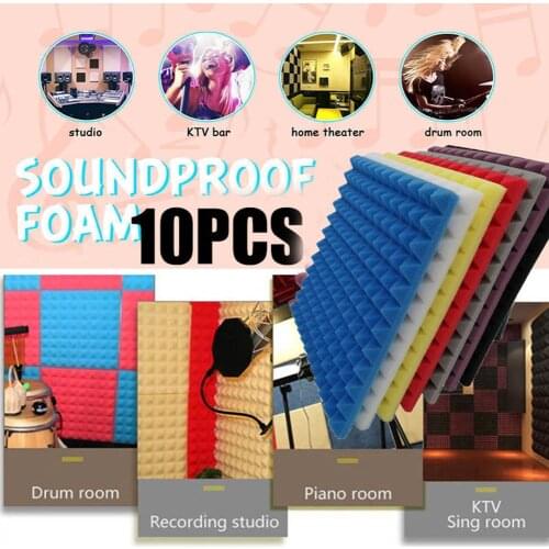 10Pcs Soundproof Foam Studio Acoustic Foam Sound Absorption Treatment Panel For recording studios offices pegatinas de pared
