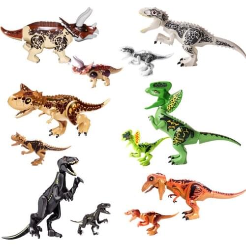 12pcs/lot polar bear carnotaurus triceratop Dinosaur T-rex Building Blocks Bricks children gift baby toys education model